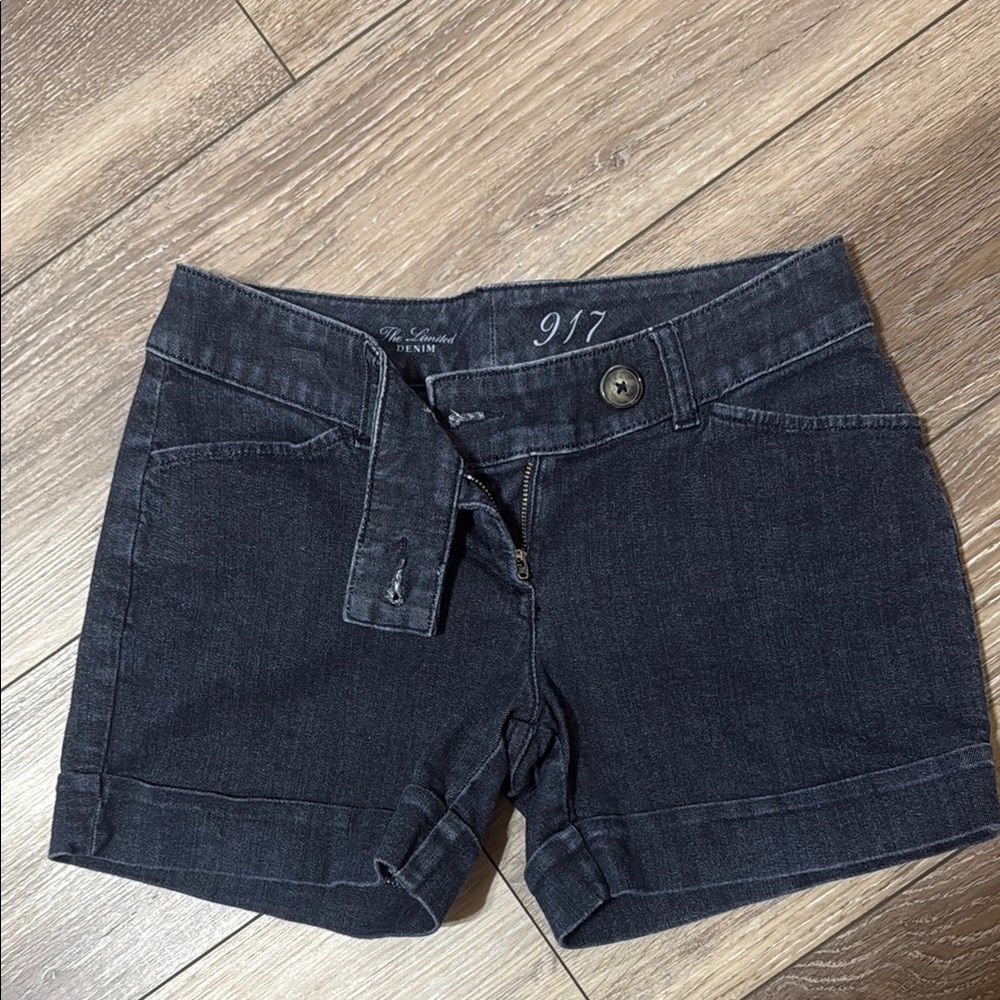 The Limited Black and Blue Jean Shorts with Belt Loops